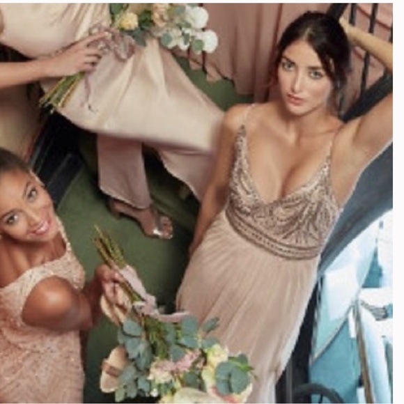 Anthropologie BHLDN Vilette Embellished Maxi Dress Silver Fog - Picture 8 of 13